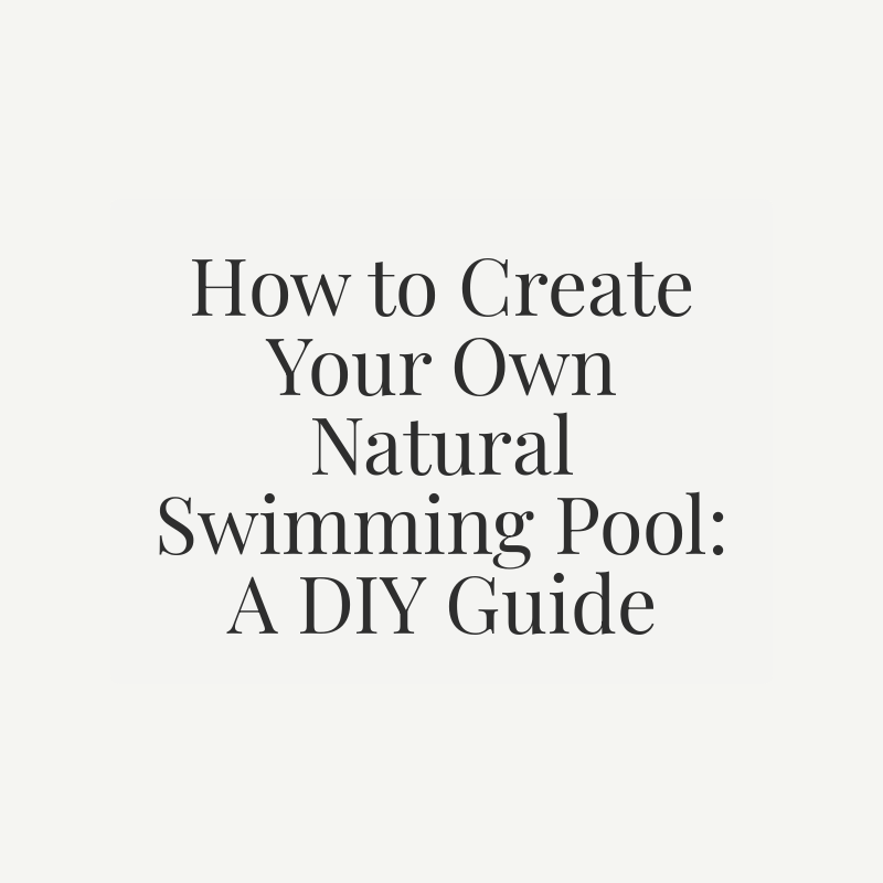 How to Create Your Own Natural Swimming Pool: A DIY Guide