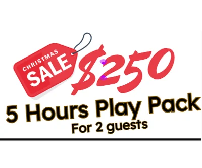 <p>5 hours of play time for you and a guest. Book 1 hour a time.&nbsp;&nbsp;</p>