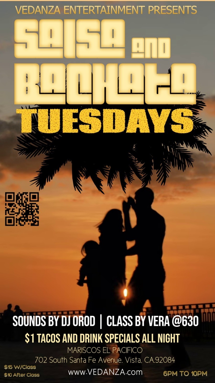 <p>$1 Tacos and specials all night</p>
<p>6:00 PM to 10:00 PM</p>