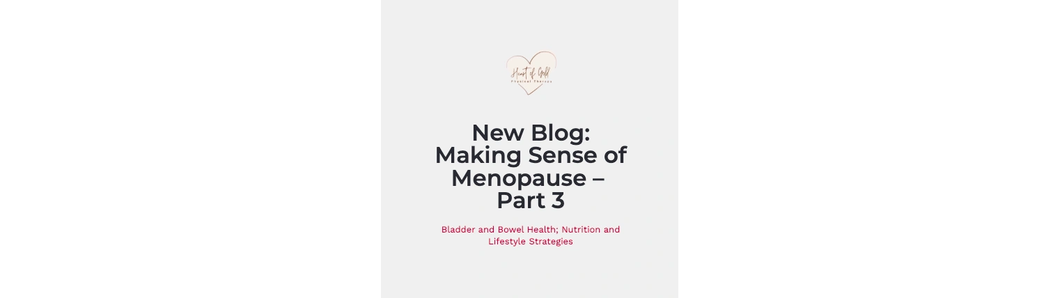 Making Sense of Menopause –  Part 3. Bladder and Bowel Health; Nutrition and Lifestyle Strategies