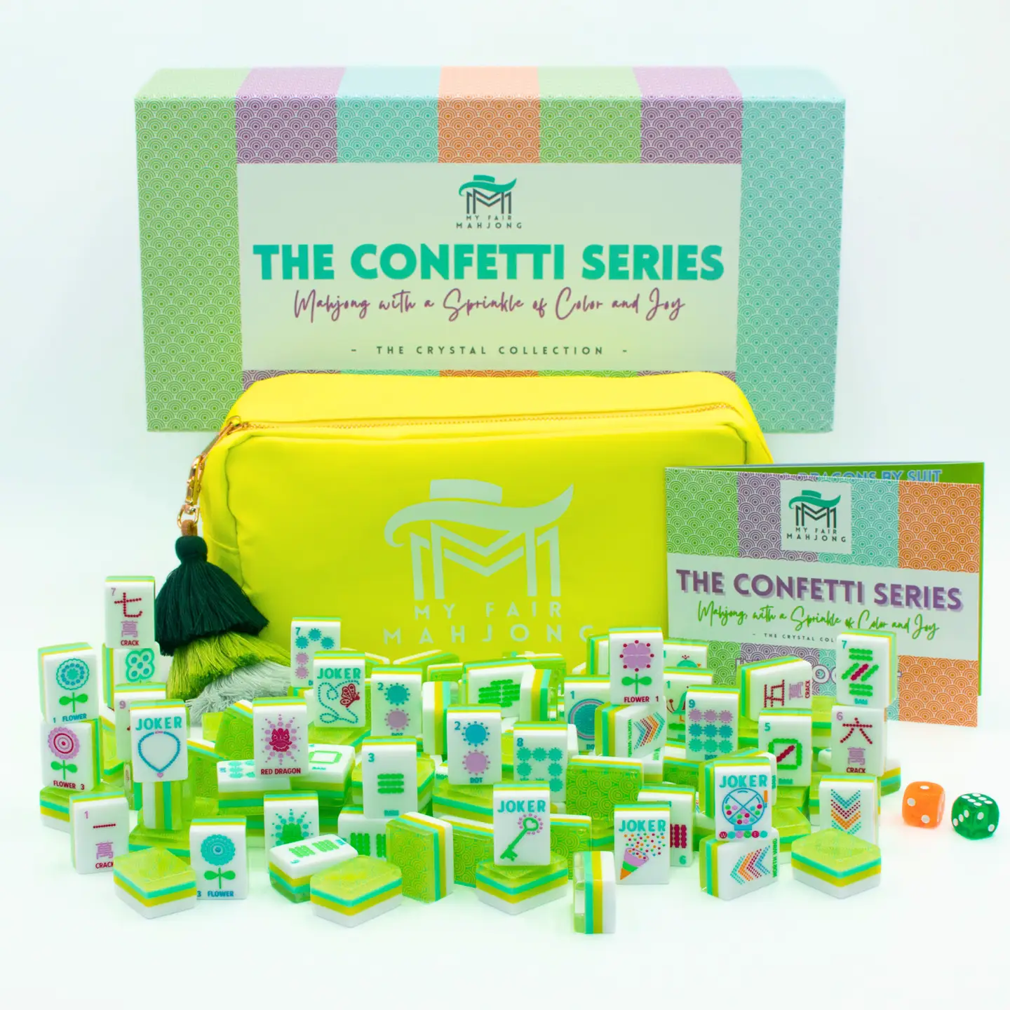My Fair Mahjong CRYSTAL CONFETTI tiles |Lemon-Lime